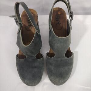 Art Sandals Womens Size 9 Gray Nubuck Slingback Block Heel Comfort Shoes